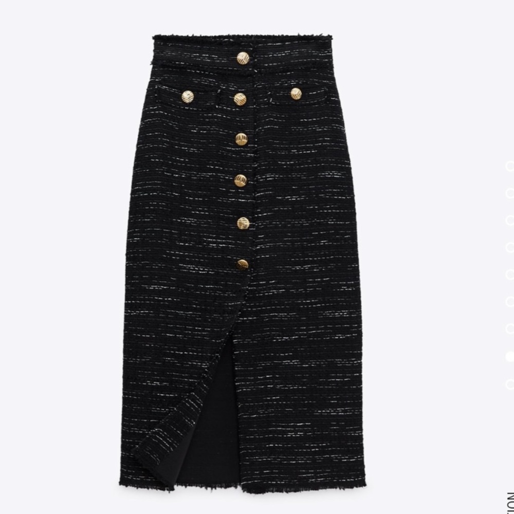 Zara Tweed Textured Midi Skirt small - Picture 3 of 15